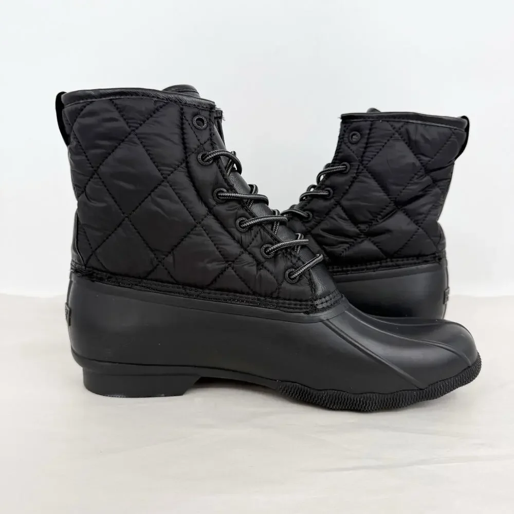 SPERRY Mens Saltwater Quilted Duck Rain Boots US 12 Black Water Resistant NWOB